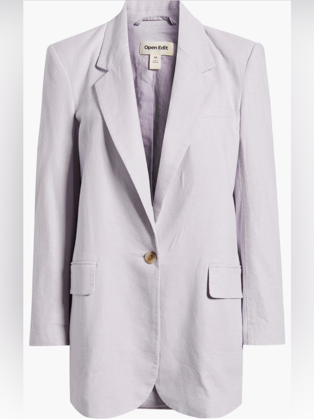 Open Edit Women's Lavender Single-Button Blazer